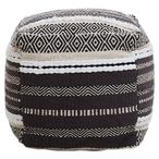 Cefena Pouffe - Square - Grey and White Fabric