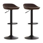 Dalston Barstool - Set of 2 - Mocha Faux Leather with Low Back