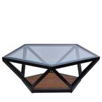 Cibo Coffee Table - Pentagonal - Clear Glass with Black Metal