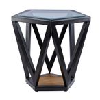Cibo Side Table - Pentagonal - Clear Glass with Black Metal