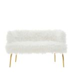 Clarence Sofa - 2 Seater - White Faux Fur with Gold Legs