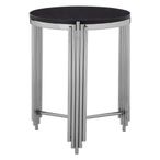 Clarice Side Table - Round - Black Granite with Chrome