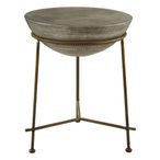 Compo Side Table - Round - Grey Concrete with Gold Metal