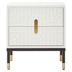 Danta Bedside Cabinet - 2 Drawer - Off White Wood