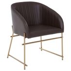 Delta Dining Chair - Brown Faux Leather with Gold Legs