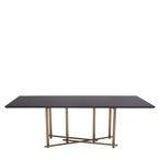 Delta Dining Table - 8 Seater - 220cm - Walnut Wood with Brushed Brass