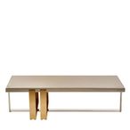 Demas Coffee Table - Taupe Glass with Metal Legs