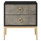 Deruta Bedside Cabinet - 2 Drawer - Grey Faux Shagreen