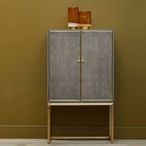 Deskey Hall Cabinet - 2 Door - Grey and Faux Shagreen