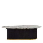 Doha Coffee Table - White Marble Oval with Black Fluted Base