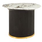 Doha Side Table - White Marble Round with Black Fluted Base