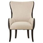 Doucet Chair - Beige Fabric with Black Faux Leather Back