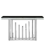 Eliza Console Table - Black Glass and Silver Metal