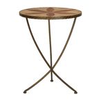 Elmo Side Table - Large - Round - Elm Wood and Metal