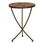 Elmo Side Table - Small - Round - Elm Wood and Metal