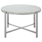Eva Coffee Table - Round - White Marble with Silver Metal