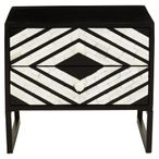 Fusion Bedside Table - 2 Drawer - Black Bone Inlay