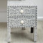 Fusion Bedside Table - 2 Drawer - Square - Silver Bone Inlay