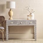 Fusion Desk - 3 Drawer - Silver Bone Inlay