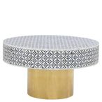 Fusion Coffee Table - White Bone Inlay - Round with Gold Base