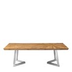 Gabar Coffee Table - Natural Bamboo Wood with Silver Metal