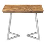 Gabar Side Table - Natural Bamboo Wood with Silver Metal