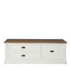 Hardwick Coffee Table - White Wood - 3 Drawer - Low