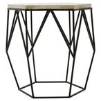 Harlo Side Table - Hexagonal - Ivory and Black