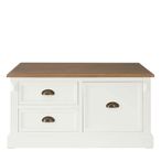 Hardwick Coffee Table - Square - White Wood - 6 Drawer