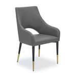 Gilden Dining Chair - Set of 2 - Grey Faux Leather with Black Legs