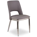 Gilden Dining Chair - Set of 2 - Grey Faux Leather with Silver Metal Legs