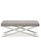 Gilden Bench - Grey Fabric with Silver Cross Base