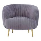 Florina Accent Chair - Grey Velvet Fabric with Gold Legs