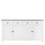 Hampstead Sideboard - 4 Door - Large - White and Oak - 180cm