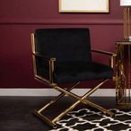 Hendricks Chair - Black Velvet Fabric with Gold Metal