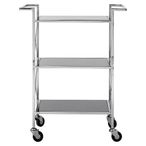 Hoffmann Bar Trolley - 3 Tier - Black Glass with Silver Metal