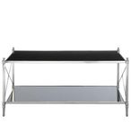 Hoffmann Coffee Table - Black Glass with Silver Metal