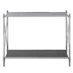 Hoffmann Console Table - Black Glass with Silver Metal