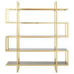 Horizon Bookcase - Maze - Black Glass with Gold Metal