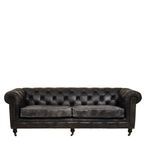 Hoxton Sofa - Chesterfield - 3 Seater - Dark Grey Leather