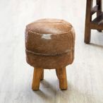 Inca Stool - Round - Brown Goat Hide