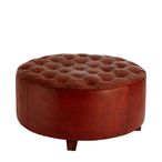 Inca Stool - Brown Leather - Buttoned