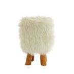 Inca Stool - Round - White Faux Fur