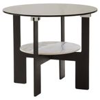 Imperia Coffee Table - Grey Glass - Round - Small - with Shelf