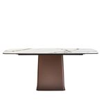 Imperia Dining Table - 6 Seater - 180cm - White Ceramic with Bronze Pedestal