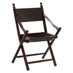 Inca Chair - Black Leather with Teak Wood - Folding