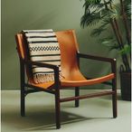 Inca Chair - Brown Leather with Teak Wood - Sling