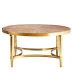 Jana Coffee Table - Round - Wood with Gold Legs