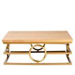 Jana Coffee Table - Square - Oak and Gold Metal