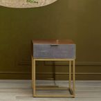Kempton End Table - 1 Drawer - Square - Walnut with Gold Metal